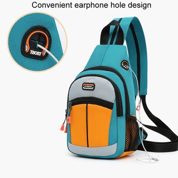 O-TBOST Outdoor Traveling Multifunctional Large Capacity Color Combination Crossbody Bag With Earphone Hole (Green) - Image 11