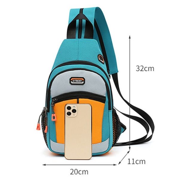 O-TBOST Outdoor Traveling Multifunctional Large Capacity Color Combination Crossbody Bag With Earphone Hole (Green) - Image 3