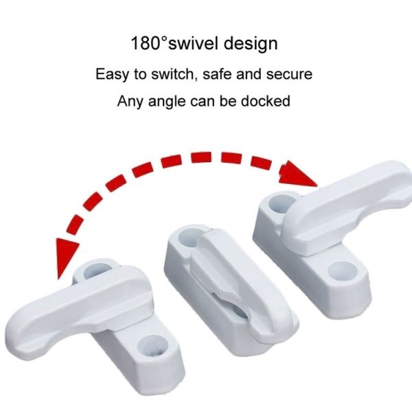 2pcs T-type Window Lock Plastic Steel Hasp Security Anti-theft Door Lock - Image 3