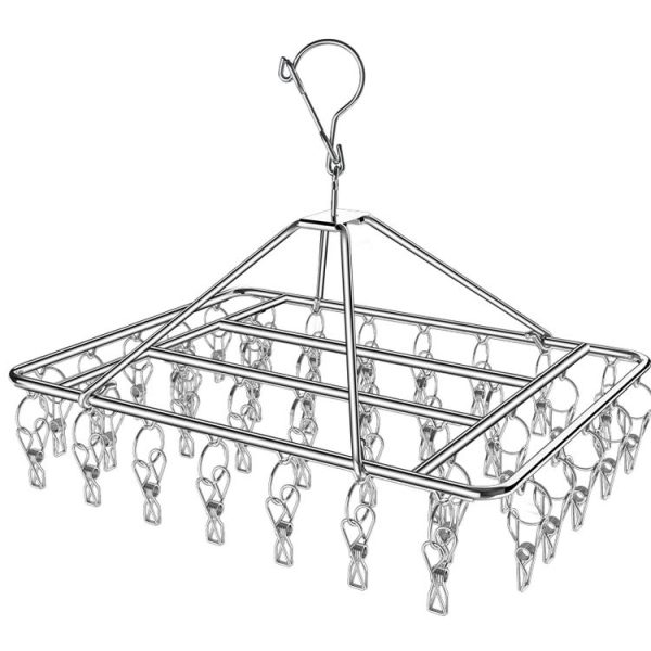 Square Socks Drying Hanger Stainless Steel Multifunctional Windproof Drying Rack, Style: 24x30cm 20 Clips - Image 3