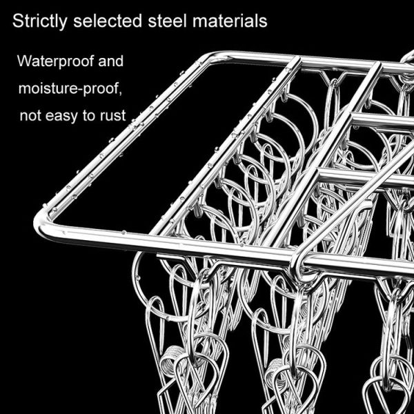 Square Socks Drying Hanger Stainless Steel Multifunctional Windproof Drying Rack, Style: 24x30cm 20 Clips - Image 7