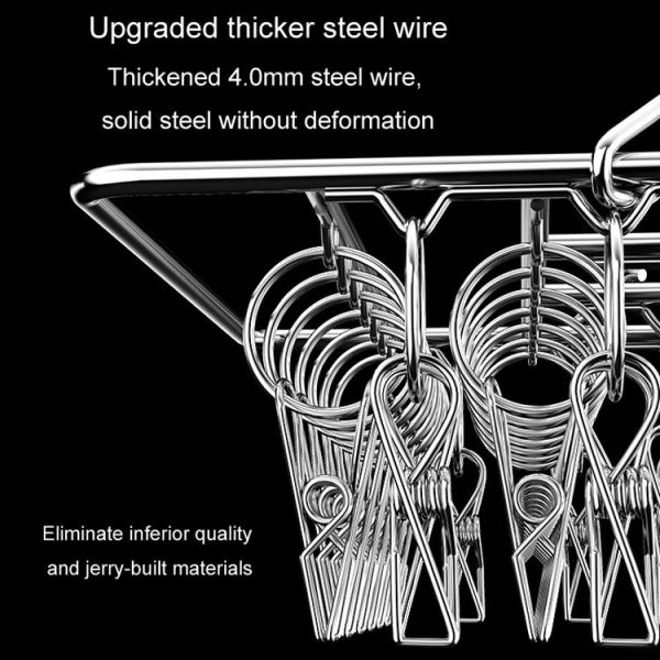 Square Socks Drying Hanger Stainless Steel Multifunctional Windproof Drying Rack, Style: 24x30cm 20 Clips - Image 8