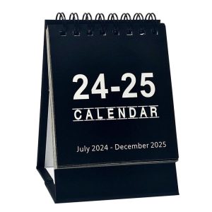 Simple Desktop Mini Calendar Portable Date Planner, Years: July 2024-December 2025 Black