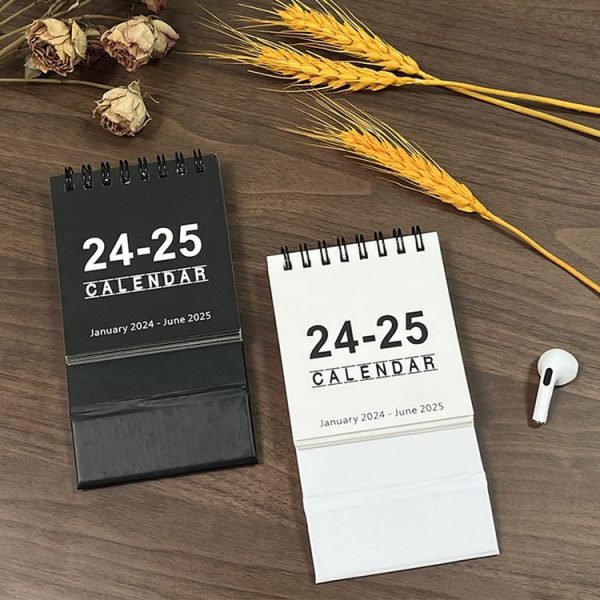 Simple Desktop Mini Calendar Portable Date Planner, Years: July 2024-December 2025 Black - Image 2
