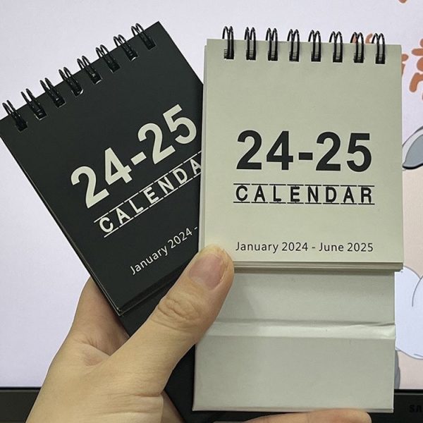 Simple Desktop Mini Calendar Portable Date Planner, Years: July 2024-December 2025 Black - Image 3