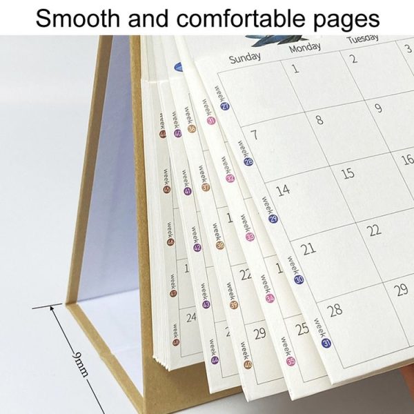 Desktop Calendar Multifunctional Self-Discipline Punch Card Calendar Planner, Years: July 2024-June 2025 (Flower) - Image 4