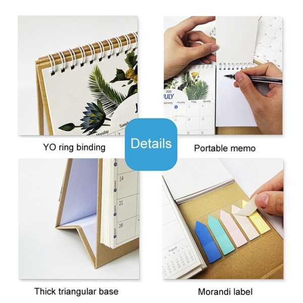 Desktop Calendar Multifunctional Self-Discipline Punch Card Calendar Planner, Years: July 2024-June 2025 (Flower) - Image 5