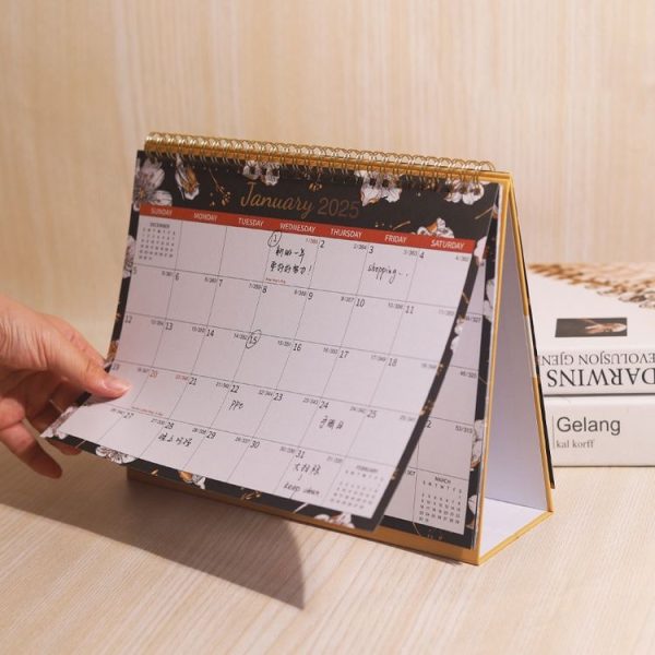 2025 January-December English Desk Calendar Desktop Annual Memo Ornament Flip Page Notebook, Style: White Bottom Flower - Image 10
