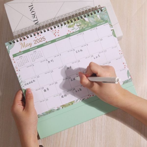 2025 January-December English Desk Calendar Desktop Annual Memo Ornament Flip Page Notebook, Style: White Bottom Flower - Image 11
