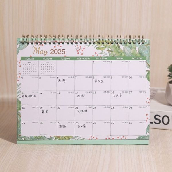 2025 January-December English Desk Calendar Desktop Annual Memo Ornament Flip Page Notebook, Style: White Bottom Flower - Image 5