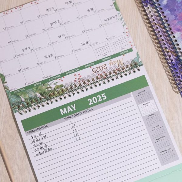 2025 January-December English Desk Calendar Desktop Annual Memo Ornament Flip Page Notebook, Style: White Bottom Flower - Image 7