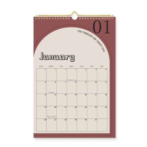 January 2025-June 2026 English Version Calendar Coil Schedule Note Taking Desktop Calendar Countdown Wall Calendar