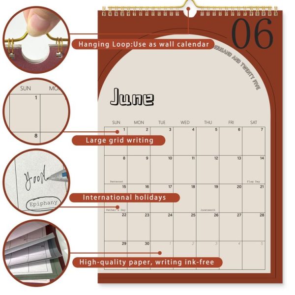 January 2025-June 2026 English Version Calendar Coil Schedule Note Taking Desktop Calendar Countdown Wall Calendar - Image 4