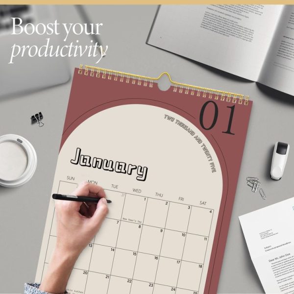 January 2025-June 2026 English Version Calendar Coil Schedule Note Taking Desktop Calendar Countdown Wall Calendar - Image 5