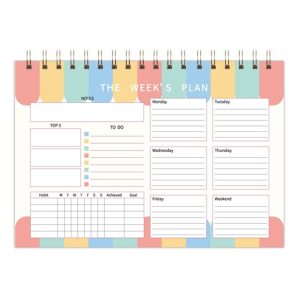 A5 Weekly Planner Notebook Waterproof Planner Coiled Clocking Memo, Style: Horizontal Colorful
