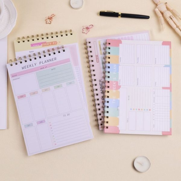 A5 Weekly Planner Notebook Waterproof Planner Coiled Clocking Memo, Style: Horizontal Colorful - Image 2