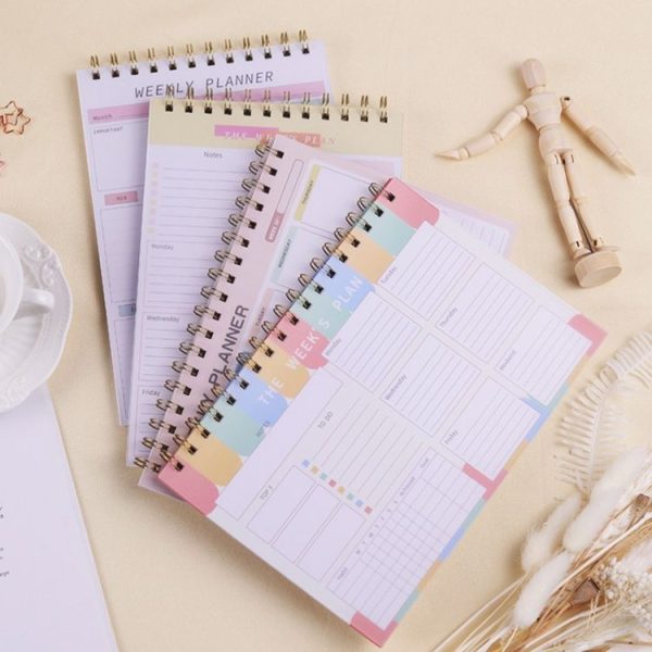 A5 Weekly Planner Notebook Waterproof Planner Coiled Clocking Memo, Style: Horizontal Colorful - Image 4