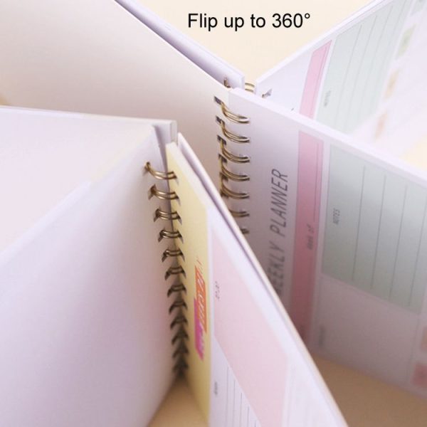 A5 Weekly Planner Notebook Waterproof Planner Coiled Clocking Memo, Style: Horizontal Colorful - Image 8