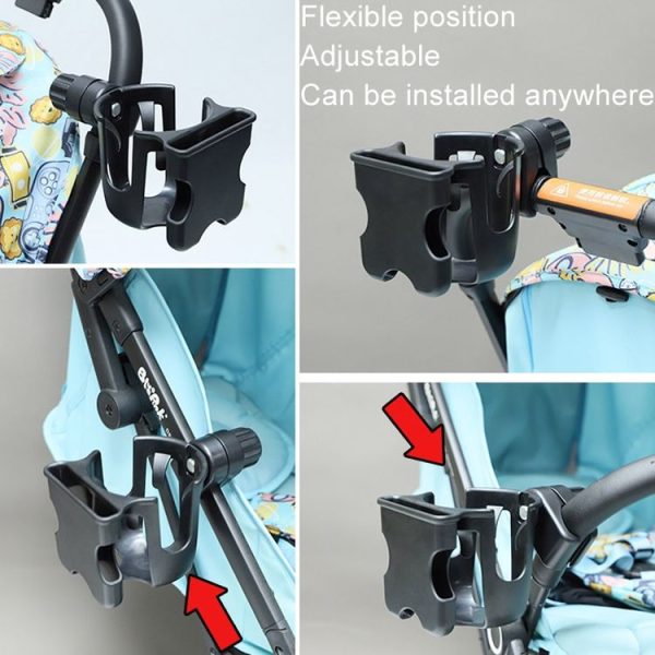 2 In 1 Skeleton Stroller Cell Phone Mug Holder Pushchair Multi-Use Bottle Rack (Black) - Image 10