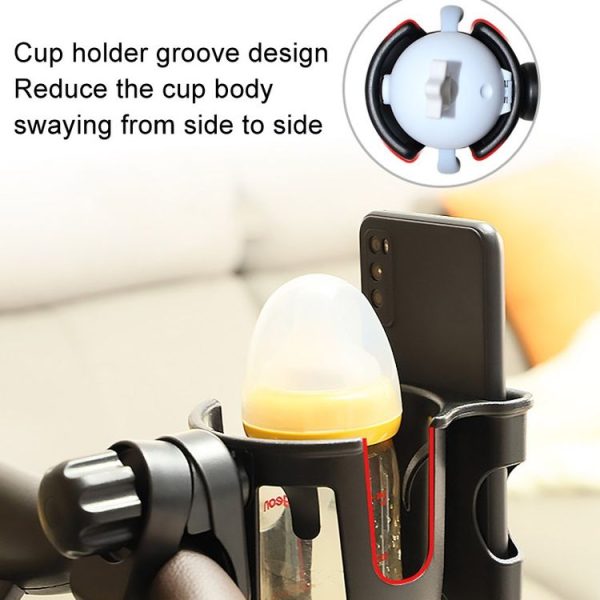 2 In 1 Skeleton Stroller Cell Phone Mug Holder Pushchair Multi-Use Bottle Rack (Black) - Image 4