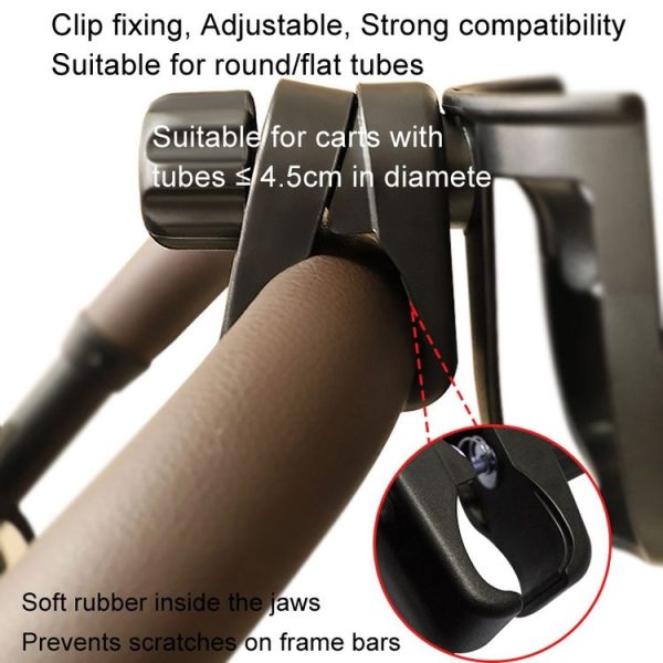 2 In 1 Skeleton Stroller Cell Phone Mug Holder Pushchair Multi-Use Bottle Rack (Black) - Image 5