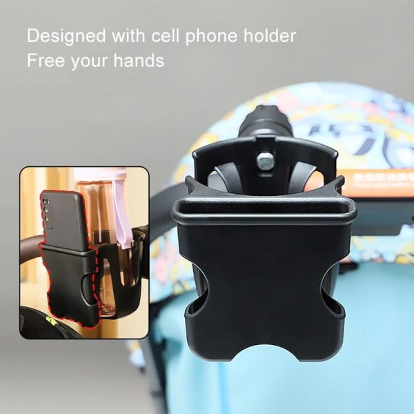 2 In 1 Skeleton Stroller Cell Phone Mug Holder Pushchair Multi-Use Bottle Rack (Black) - Image 8