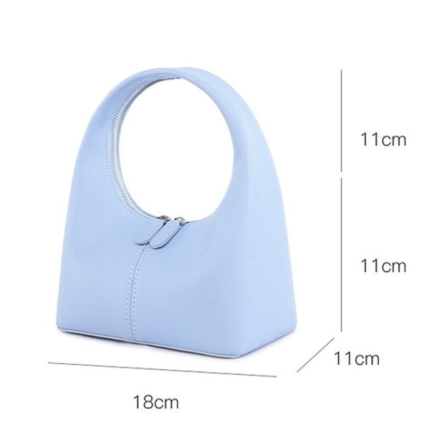 Simple Niche Leather Women Bag Pure Color Design Texture Handbag (Black) - Image 3