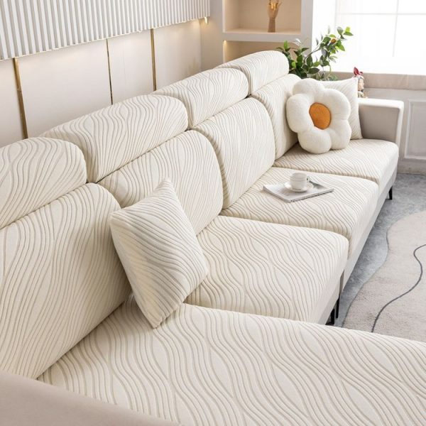 Knitted Lazy All Inclusive Sofa Cover Household Stretch Sofa Covering Cloth, Color: Beige (Extra Large Single Person)