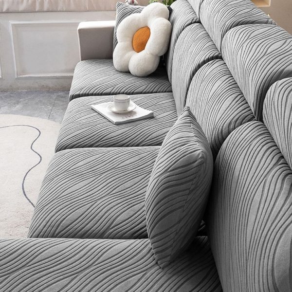 Knitted Lazy All Inclusive Sofa Cover Household Stretch Sofa Covering Cloth, Color: Beige (Extra Large Single Person) - Image 7