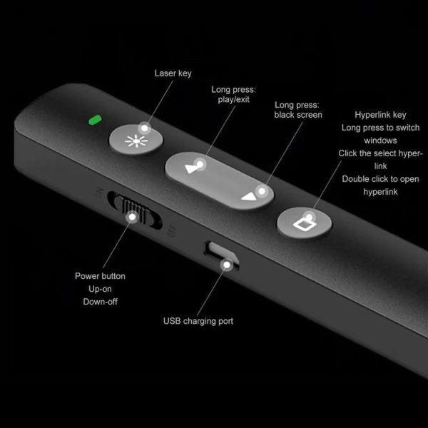 B1 Multimedia Infrared Laser Pointer Teaching Business Wireless PPT Page Turning Pen (Black) - Image 9