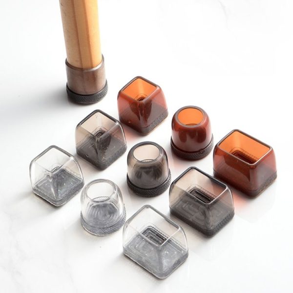 4pcs / Set Thickened Wear-Resistant Table And Chair Leg Covers Household Quiet Non-Slip Stool Foot Protector, Style: Mini Small Round Transparent - Image 2