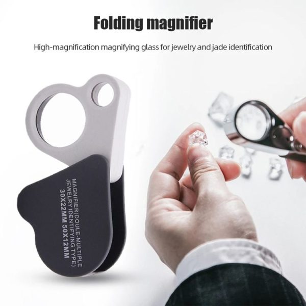 Portable Folding 30X / 50X Dual Lens High Definition Jewelry And Jade Magnifier - Image 3