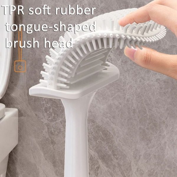 Wall-mounted Toilet Brush and Holder Set Odorless Design with Lid Bathroom Cleaning Kit (Cream White) - Image 4