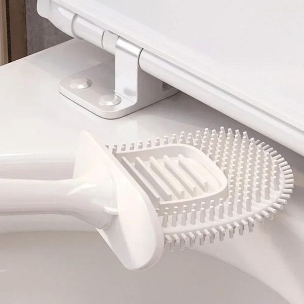Wall-mounted Toilet Brush and Holder Set Odorless Design with Lid Bathroom Cleaning Kit (Cream White) - Image 8