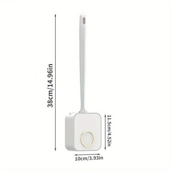 Wall-mounted Toilet Brush and Holder Set Odorless Design with Lid Bathroom Cleaning Kit (Cream White) - Image 9