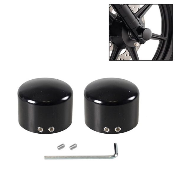 Harley Davidson Motorcycle Modified Front Axle Wheel Covers Front Axle Decorative Cover (Black)