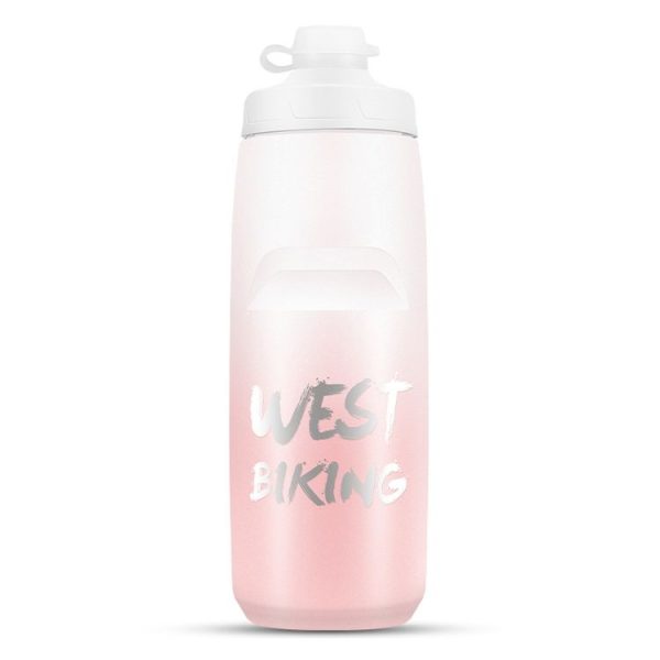 WEST BIKING 750ML Bicycle Water Bottle Portable Outdoor Cycling Water Cup, Color: White Pink Gradient