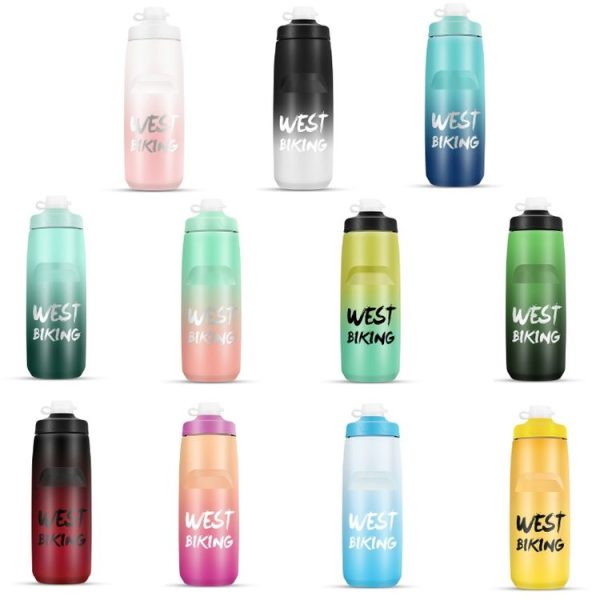 WEST BIKING 750ML Bicycle Water Bottle Portable Outdoor Cycling Water Cup, Color: White Pink Gradient - Image 2