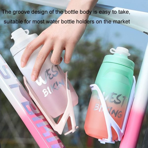 WEST BIKING 750ML Bicycle Water Bottle Portable Outdoor Cycling Water Cup, Color: White Pink Gradient - Image 8