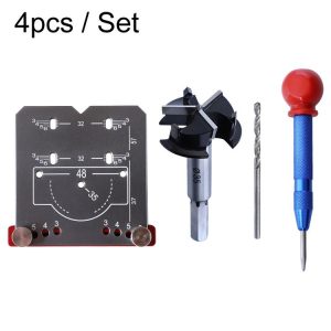 4pcs / Set 35mm Hinge Drilling Locator Hinging Hole Punching Auxiliary Tool, Color: Black