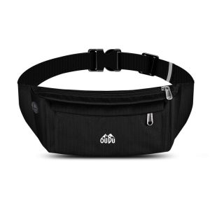 OUDU Outdoor Sports Waist Pack Male And Female Running Waterproof Cell Phone Bag (Black)