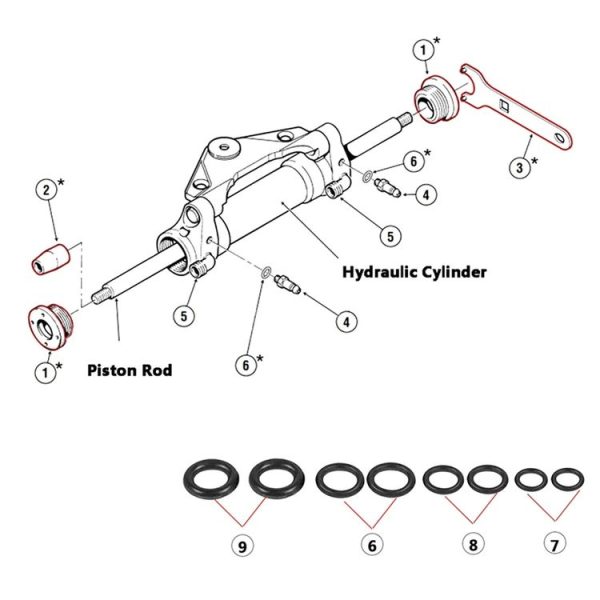 Seastar HS5157 Boat Front Mount Hydraulic Steering Cylinder Seal Kits Wrench Tool (Orange Inner Ring) - Image 5