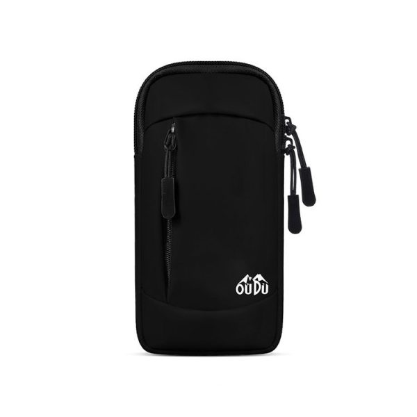 OUDU Outdoor Running Cell Phone Arm Bag Unisex Sports Portable Mobile Phone Pouch (Black)