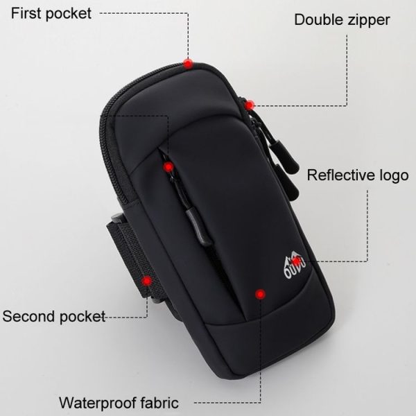 OUDU Outdoor Running Cell Phone Arm Bag Unisex Sports Portable Mobile Phone Pouch (Black) - Image 4