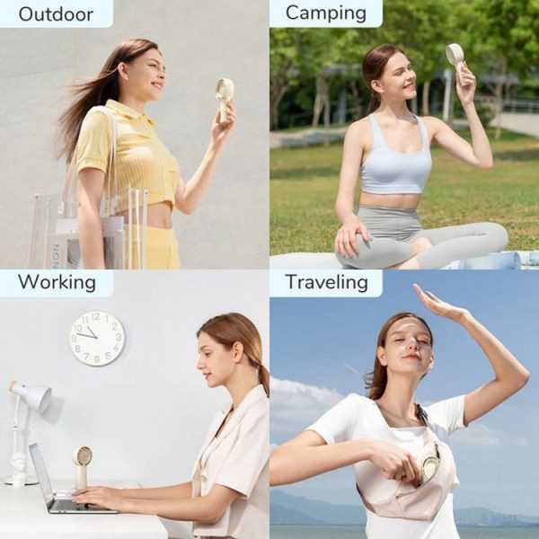 JisuLife FA42 Handheld Portable Small Rechargeable Turbo Fan, Color: Brown 2000mAh - Image 9