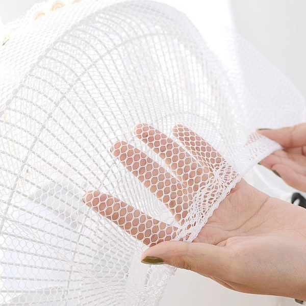 Children Anti-Pinch Hand Fan Cover All-around Fan Dustproof Mesh Cover (White) - Image 3