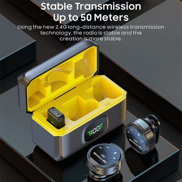 J6 Smart Digital Display Noise Reduction Magnetic Wireless Collar Microphone, Spec: Type-C - Image 10