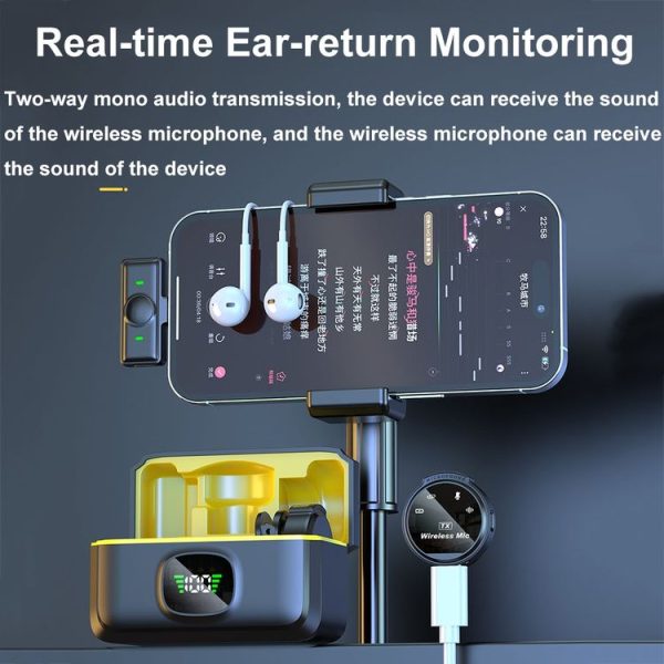 J6 Smart Digital Display Noise Reduction Magnetic Wireless Collar Microphone, Spec: Type-C - Image 12
