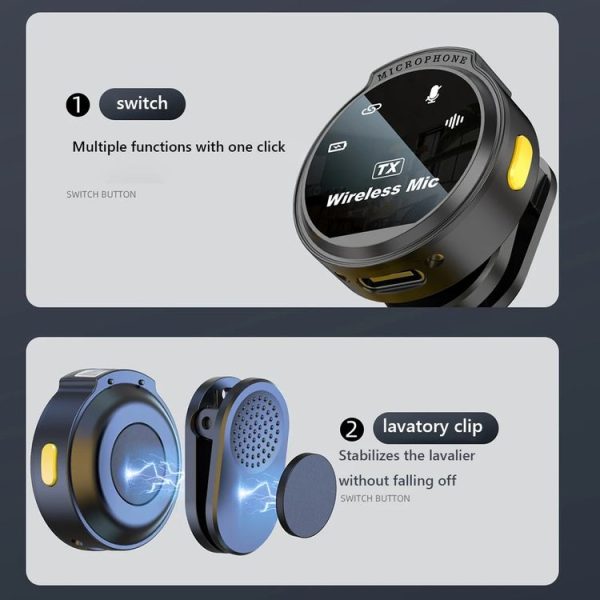 J6 Smart Digital Display Noise Reduction Magnetic Wireless Collar Microphone, Spec: Type-C - Image 13