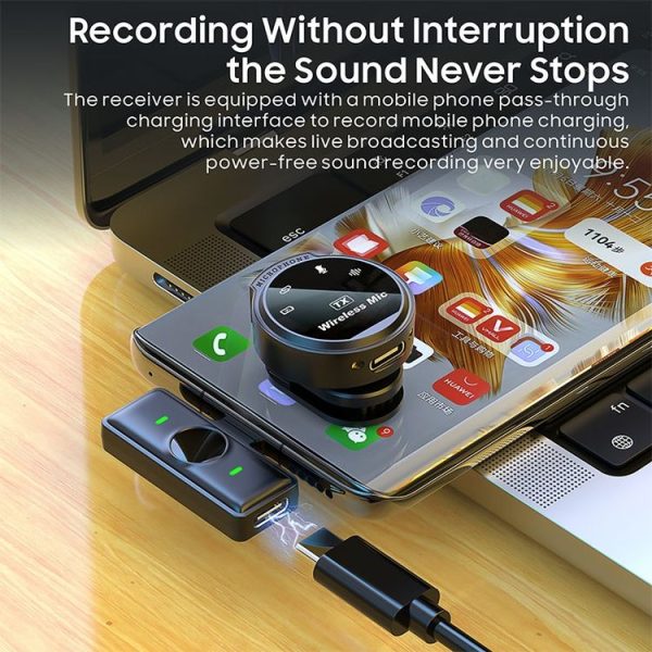 J6 Smart Digital Display Noise Reduction Magnetic Wireless Collar Microphone, Spec: Type-C - Image 8